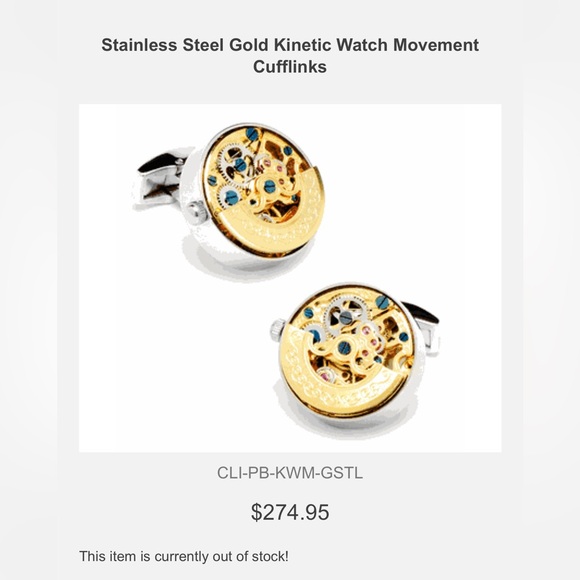 Penny Black Forty kinetic watch movement cufflinks stainless steel. Two pair. - Picture 13 of 13